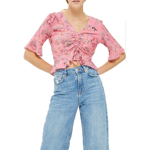 🎉HP🎉Topshop🧞‍Ruby Magical Leopard Ruched Blouse - Picture 3 of 8